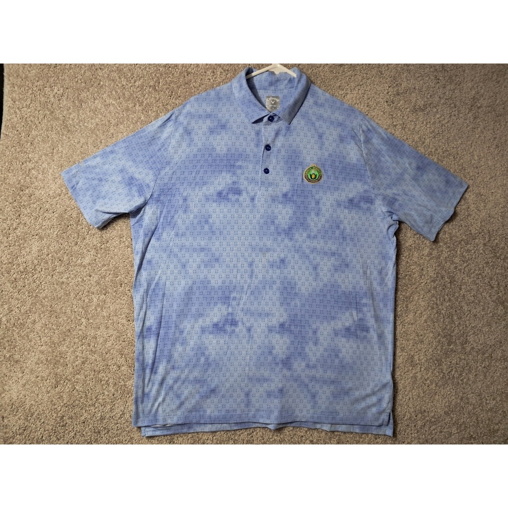 Callaway Polo Shirt Adult XL Blue Golf All Over Print Rugby Casual Men